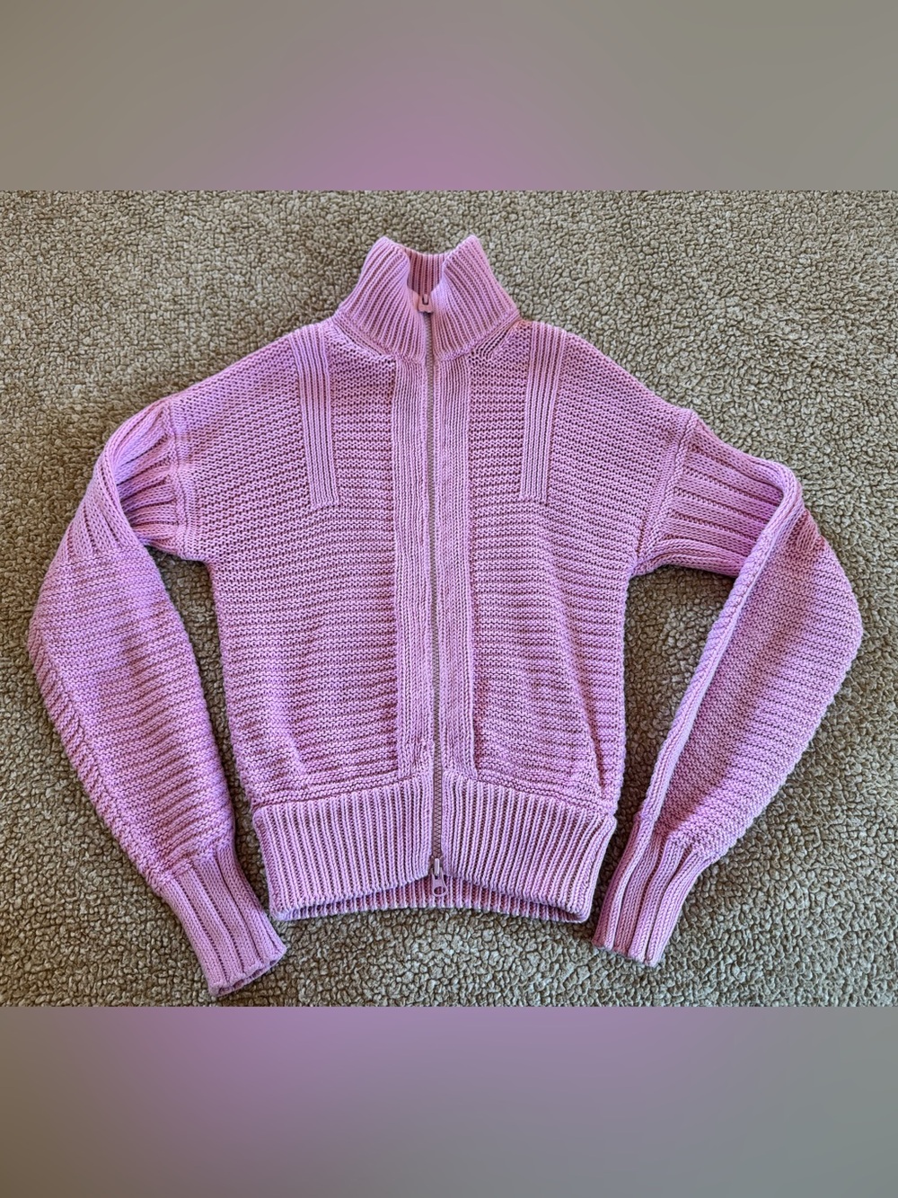 Vintage Armani Exchange A|X Pink Cotton Zip Up Knit Sweater Size S